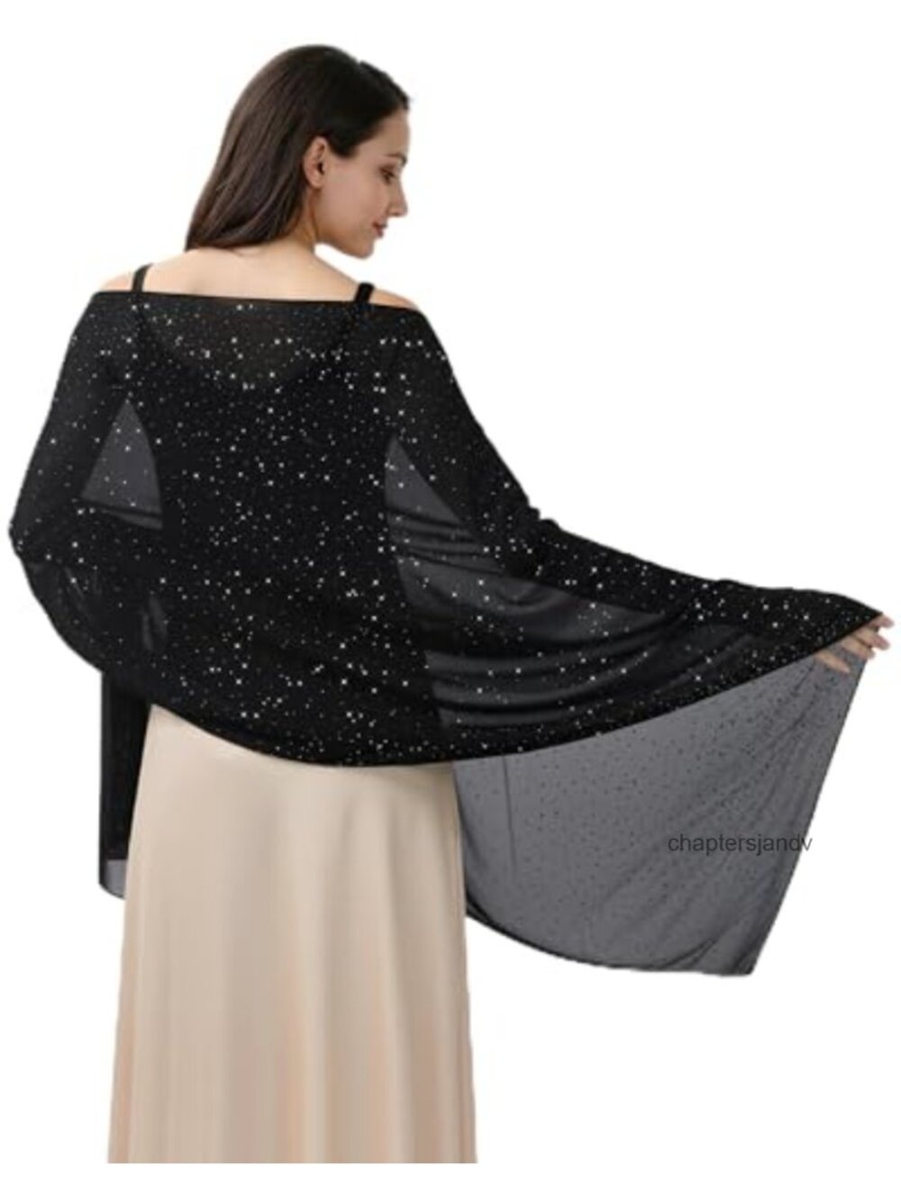 Rhinestone Shawl Sparkly Chiffon Evening Wrap Sequins Party Wedding